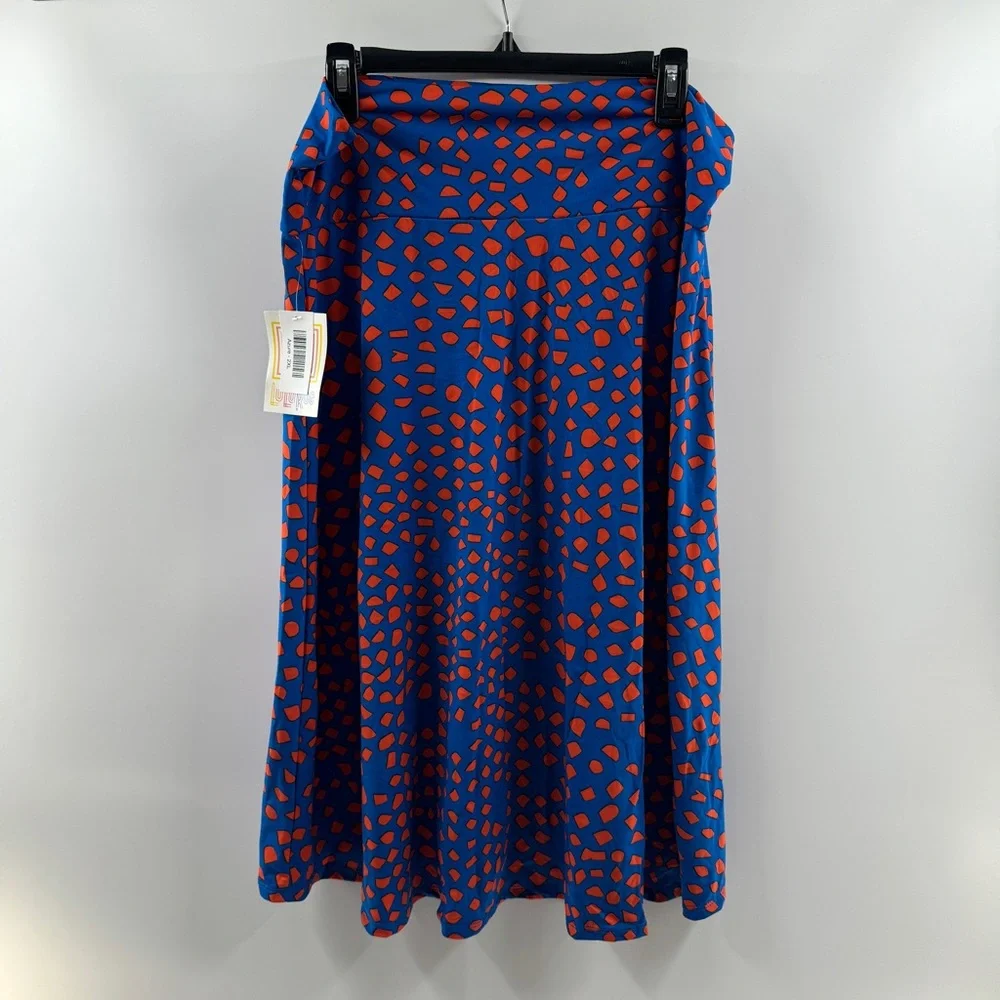LuLaRoe Azure Skirt NWT – Women’s 2XL Blue & Red Speckled Print - Picture 1 of 4
